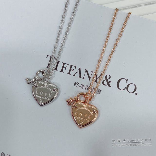 Tiffany純銀飾品 蒂芙尼女士專櫃爆款925純銀單鑽心形雙面項鏈  zgt1672